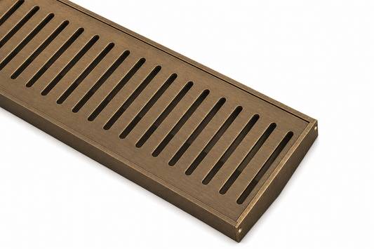 Slotted Top Linear Drain - Brushed Light Bronze